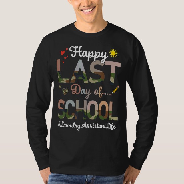 Camiseta Assistente de lavandaria feliz no último dia da es (Frente)