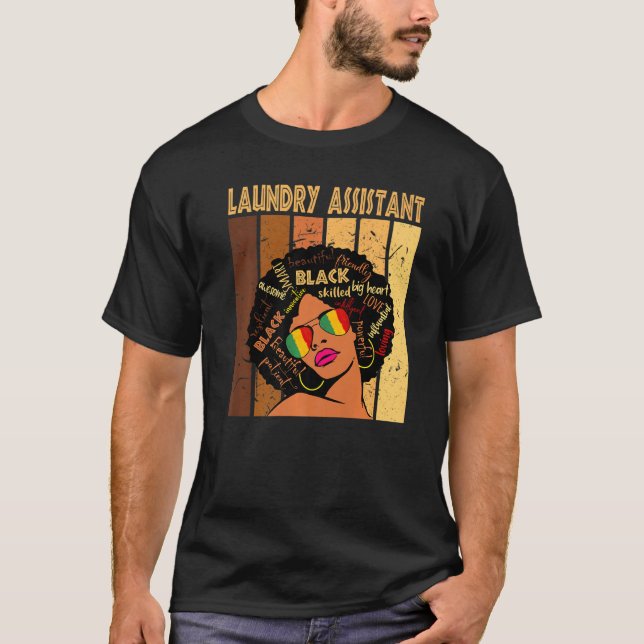 Camiseta Assistente de lavanderia negro afro-americano (Frente)