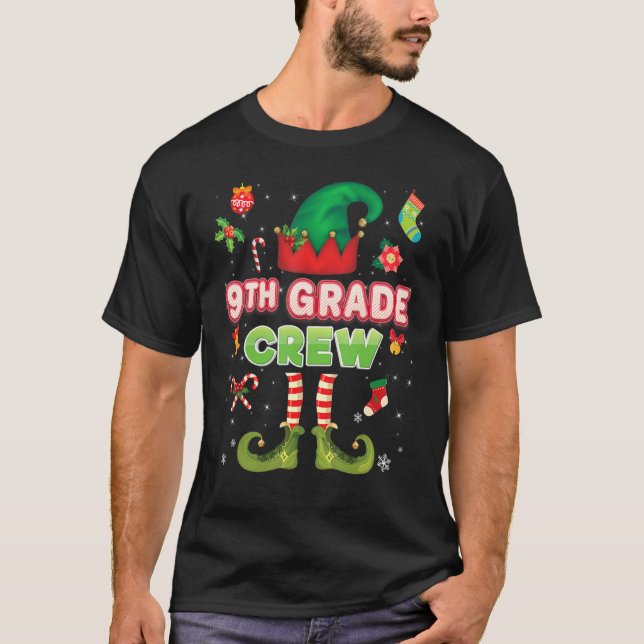 Camiseta Assistente de Papais noeis de Natal da Tripulação  (Frente)