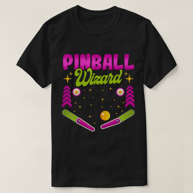 Camiseta Assistente de Pinball - Camisa-T de Pinball (Frente do Design)