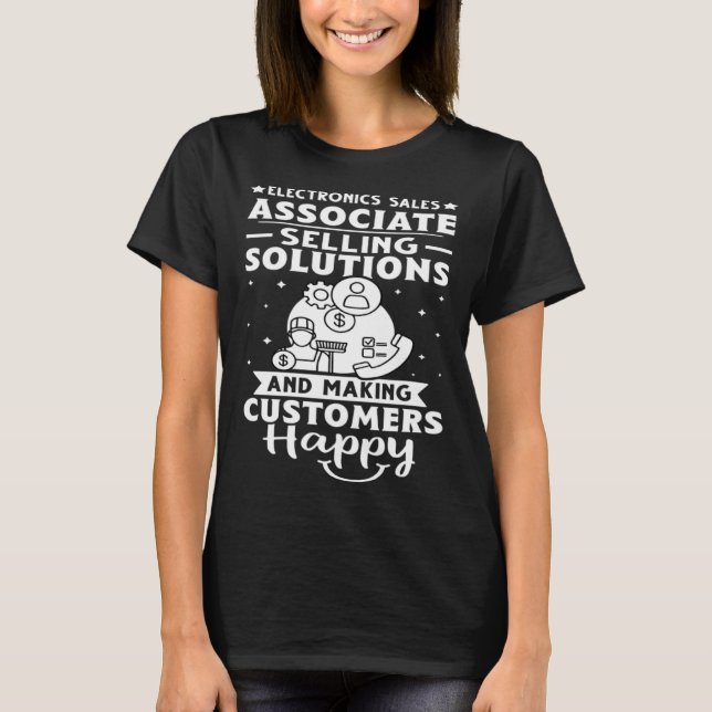 Camiseta Assistente de Vendas de Eletrônicos Fazendo Client (Frente)