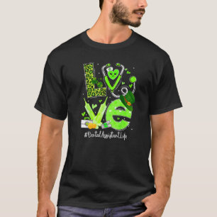 Camiseta Assistente Dental Enfermeira Vida Amor Estetoscópi