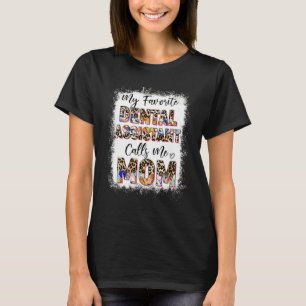 Camiseta Assistente Dental Favorito Mãe Leopardo Floral Mot