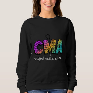Camiseta Assistente Médico Certificado Cma Leopard Rainbow