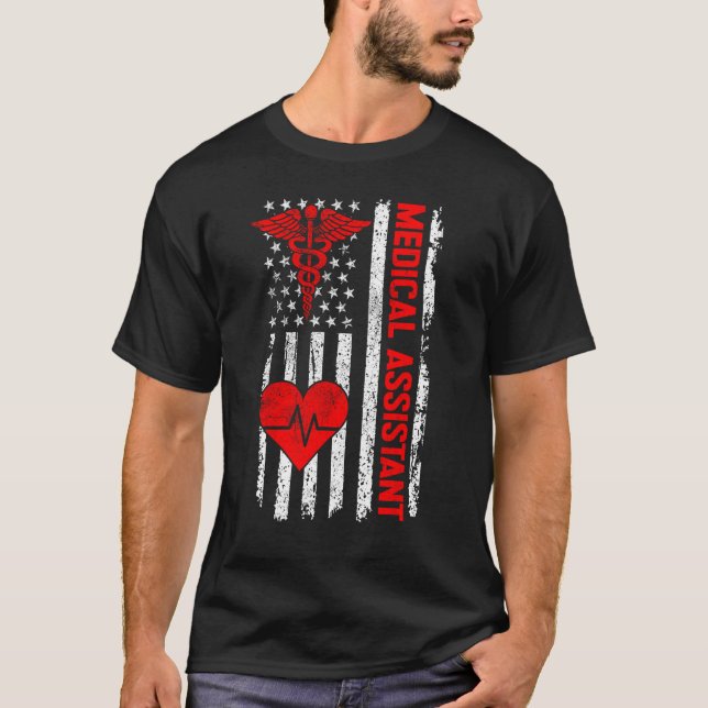 Camiseta Assistente médico CMA Life USA Flag MÃES Nuring (Frente)