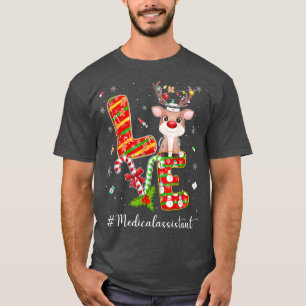 Camiseta Assistente médico do AMVE Reindeer Candy Cane Chri