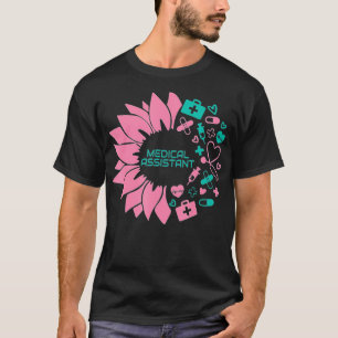 Camiseta Assistente médico Enfermagem com Flor de Girassol