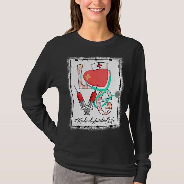 Camiseta Assistente médico estetoscópico Enfermeira Bunny E (Frente)