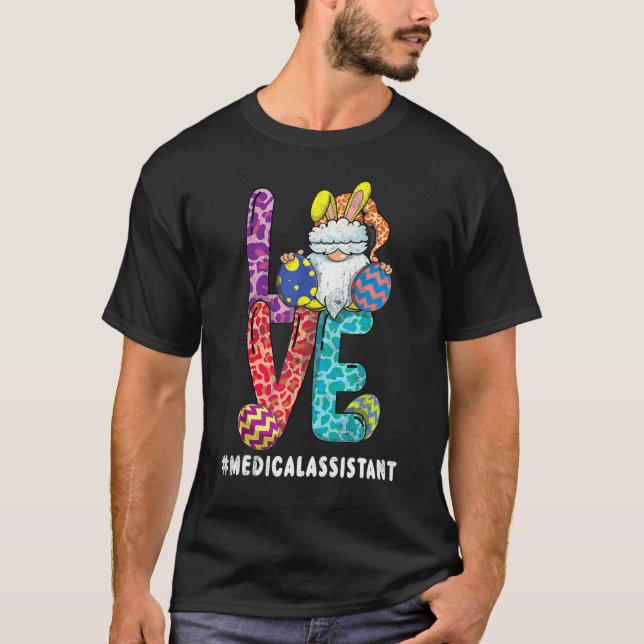 Camiseta Assistente Médico Gnome Bunny Páscoa Day Happy Eas (Frente)