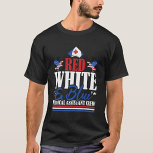 Camiseta Assistente Médico Veterano Bandeira dos EUA Vermel