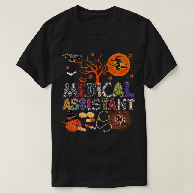 Camiseta Assistente Médico Zombie Zombie Costume Scary P (Frente do Design)