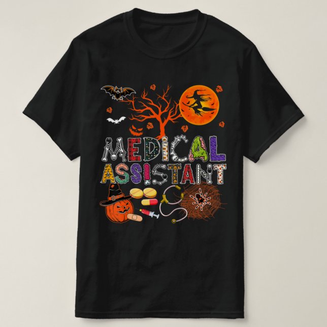 Camiseta Assistente Médico Zombie Zombie Costume Scary P (Frente do Design)