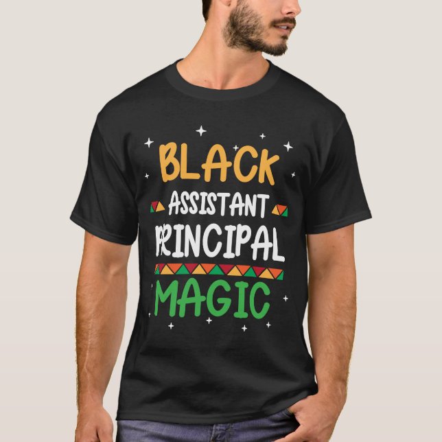Camiseta Assistente Negro Diretor Magic Black Histórico Mon (Frente)