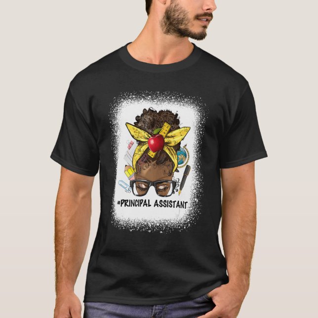 Camiseta Assistente Principal Afro Messy De Volta À Escola (Frente)