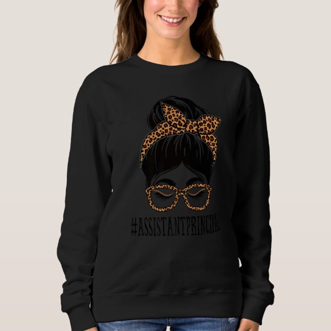 Camiseta Assistente Principal Leopard Messy Bun Women Back  (Frente)