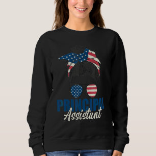 Camiseta Assistente Principal Messy Bun Estados Unidos Flag