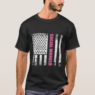 Camiseta Assistente Social Bandeira Dos EUA Estrelas E List