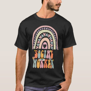Camiseta Assistente Social Groovy Retro Vintage Arco-íris S