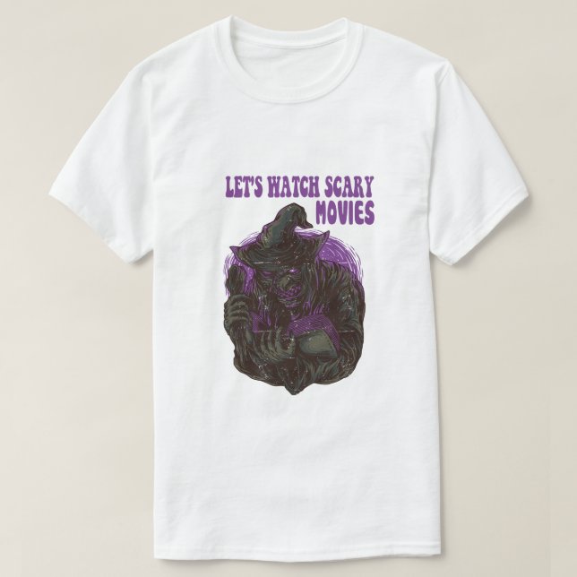Camiseta assistir filmes assustadores no vamos (Frente do Design)