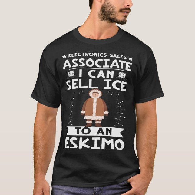 Camiseta Associado De Vendas De eletrônicos, Posso Vender G (Frente)