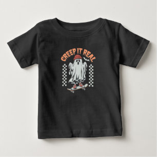 Camiseta Assombreça-se de Verdade Skate Retro de Halloween 