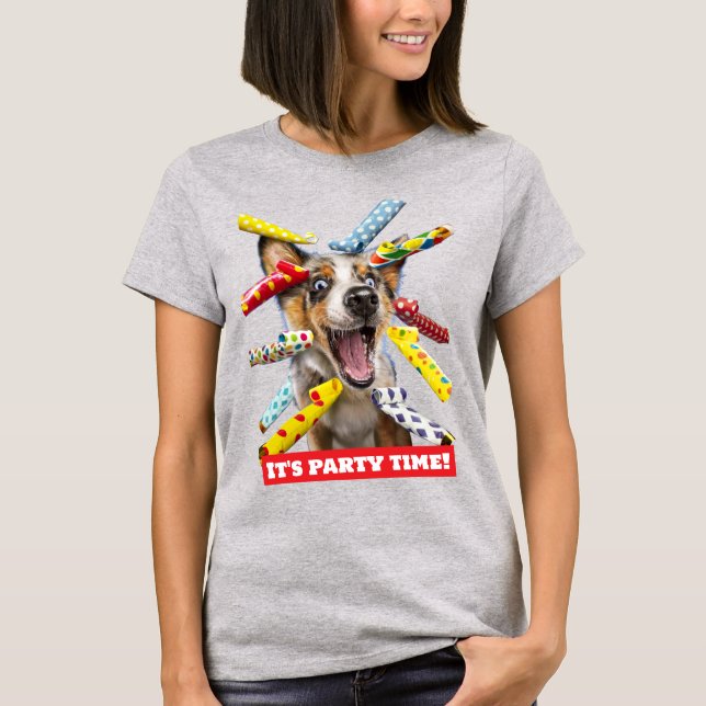 Camiseta Assopradores de Festa de Cachorro Feliz (Frente)