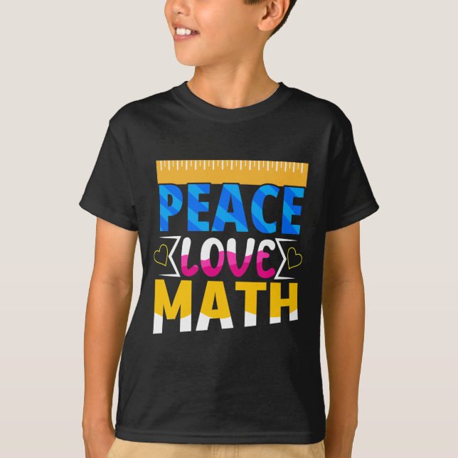 Camiseta Assunto da Escola de Matemática Peace Love (Frente)