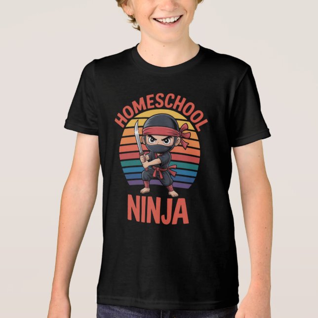 Camiseta Assunto: Homeschool Ninja Kids - Cute Chibi Ninja (Frente)