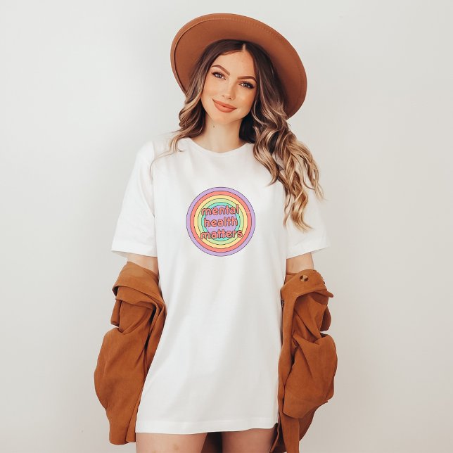 Camiseta Assuntos de Saúde Mental | Doces De Pêssego Para C (Mental Health Matters shirt | Retro Circle Peach Candy | Aesthetic t-shirt)
