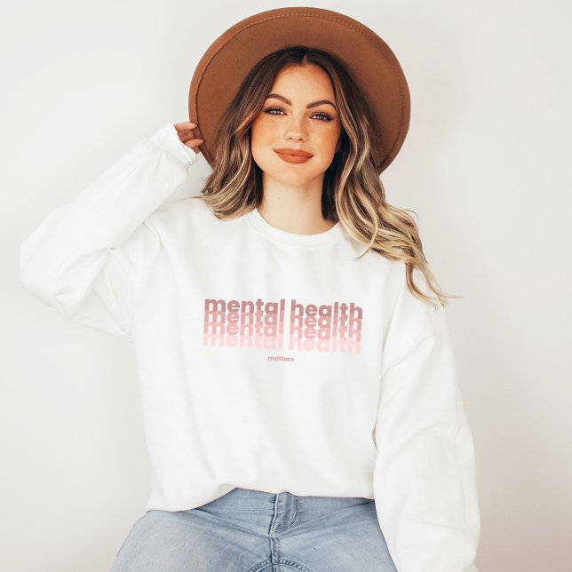Camiseta Assuntos de Saúde Mental | Poppins Rosa Claro (Mental Health Matters Sweatshirt | Poppins Rosa Claro | Aesthetic Sweater)