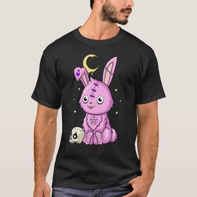 Camiseta Assustador do coelho do crânio para o Halloween (Frente)