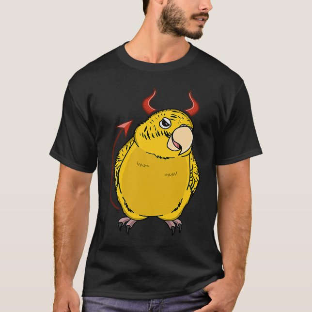Camiseta Assustador do Diabo Papagaio Amarelo Lutino Budget (Frente)