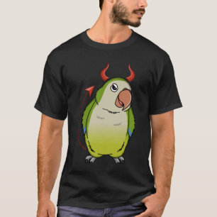 Camiseta Assustador do Diabo Papagaio Verde Monk Parakeet Q