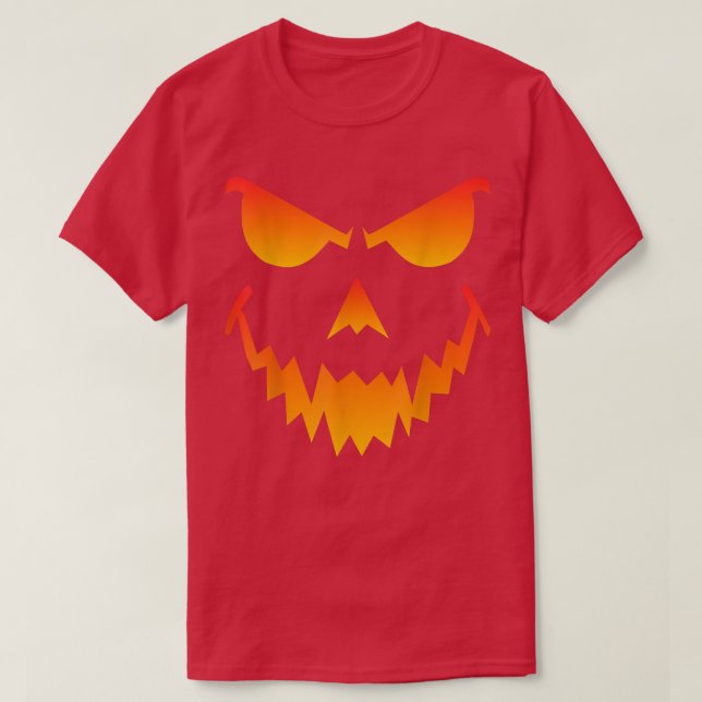 Camiseta Assustador Jack O Lanterna Rosto Abóbora Halloween (Frente do Design)