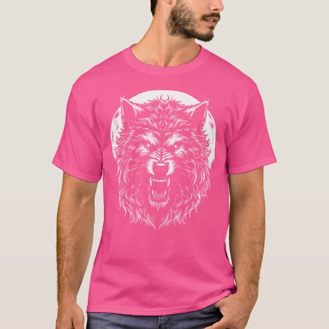 Camiseta Assustador Lobisomem Cheio Lua Halloween Horror We (Frente)