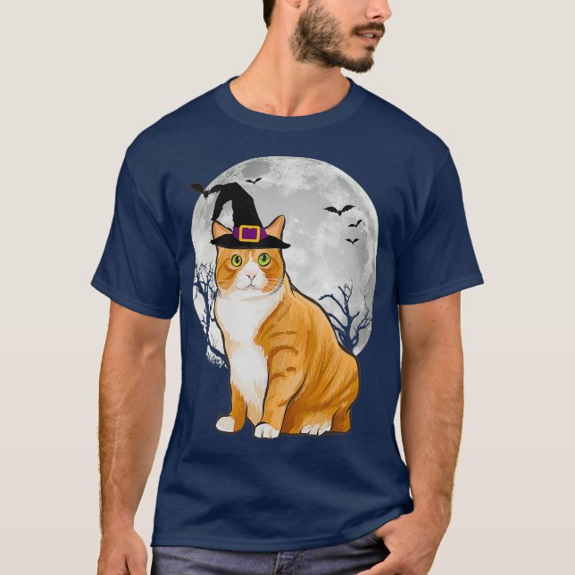 Camiseta Assustador Manx Cat Witch Halloween (Frente)