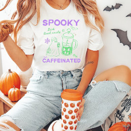Camiseta Assustador Mas Caffeinado Verde Violeta Halloween 
