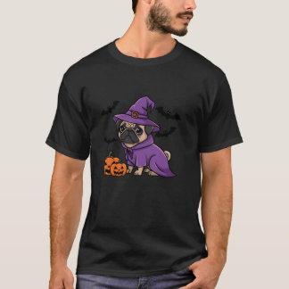 Camiseta Assustador Pumpkin Bat Engraçado Bruxa Que Pug Dog