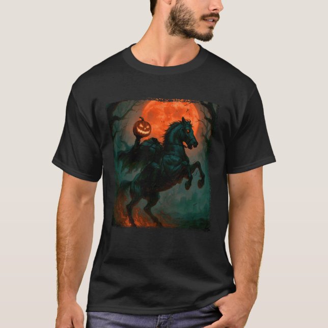 Camiseta Assustador Pumpkin Jack O Lanterna Hal Cavaleiro S (Frente)