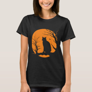 Camiseta Assustador Vintage Halloween Black Cat Figurume Re