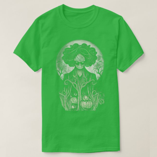Camiseta Assustador Zombie Ornamentado Monstro da Mulher Ch (Frente do Design)