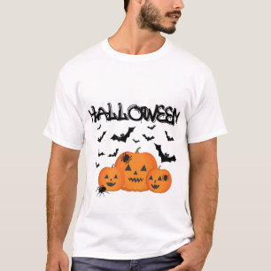 Camiseta Assustadora de Abóboras e Morcegos de Hal