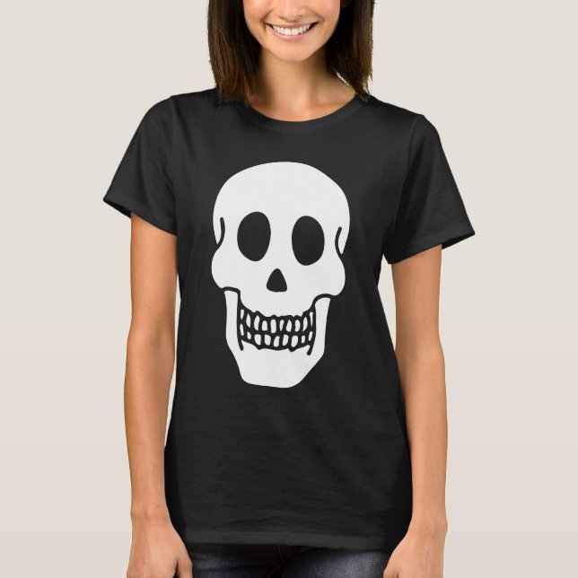 Camiseta Assustadora de Halloween com Crânio de Es (Frente)