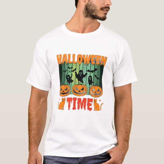 Camiseta Assustadora de Halloween – Tipografia Fan (Frente)