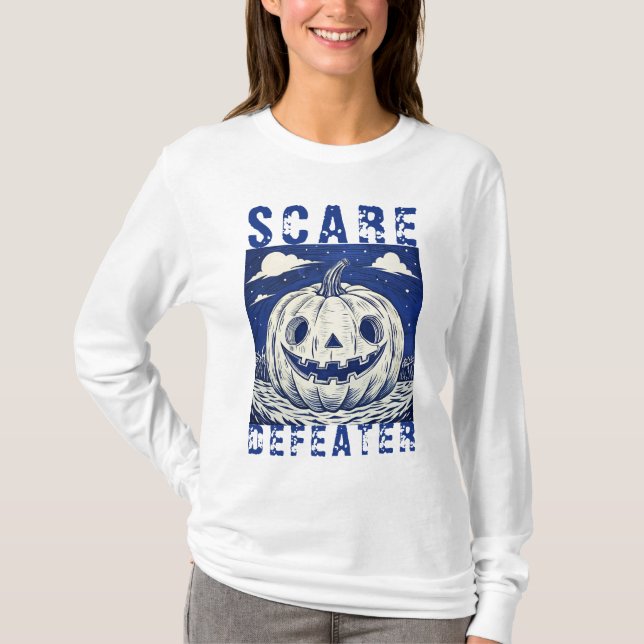 Camiseta Assustadora Pumpkin Halloween Blue Spooky (Frente)