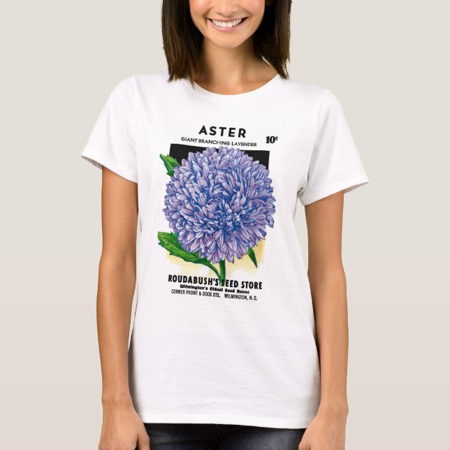 Camiseta Aster Vintage Seed Packet (Frente)