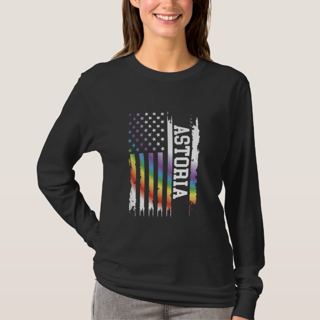 Camiseta Astoria Estados Unidos Afastou o Arco-Íris com Ban (Frente)