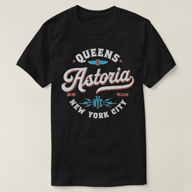 Camiseta Astoria Queens Nova York retro gráfico (Frente do Design)