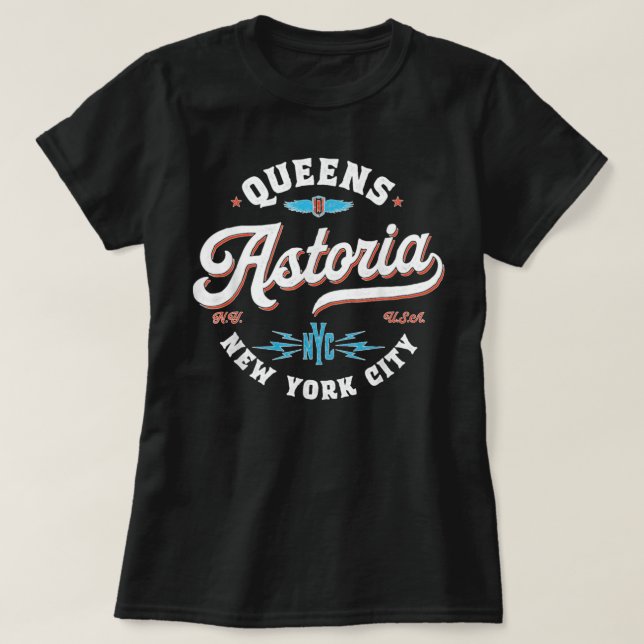 Camiseta Astoria Queens Nova York retro gráfico (Frente do Design)