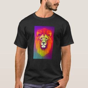Camiseta Astral Lion Retrato Psicodélico Triquete Cósmico